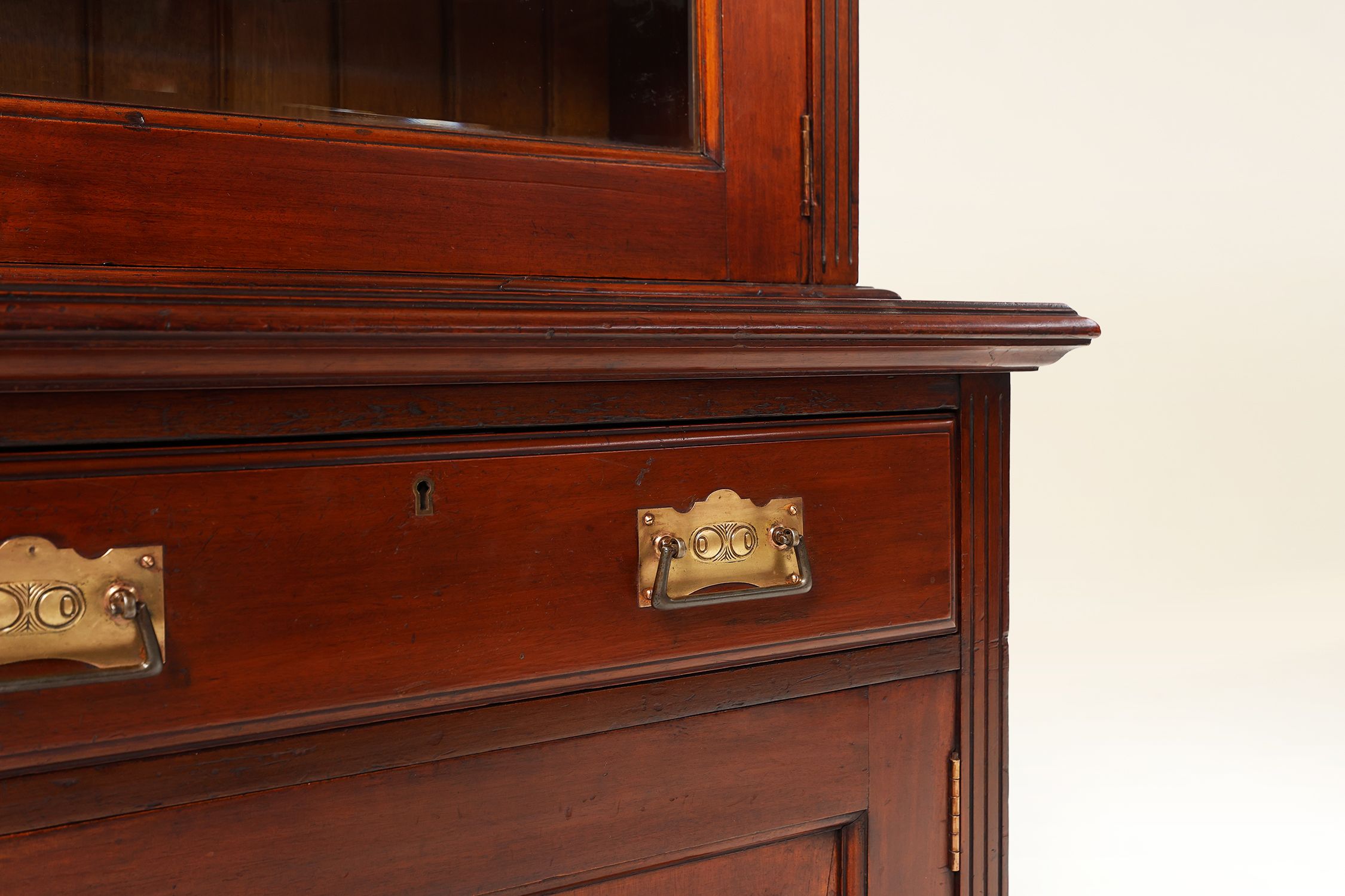 Art Nouveau Display Cabinet or Bookcase in oak with carvings and glass doorsthumbnail
